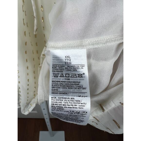 Old Navy Womens Cream Gold Peasant Blouse Size XXL Long Sleeve V-Neck Lined - Picture 4 of 8